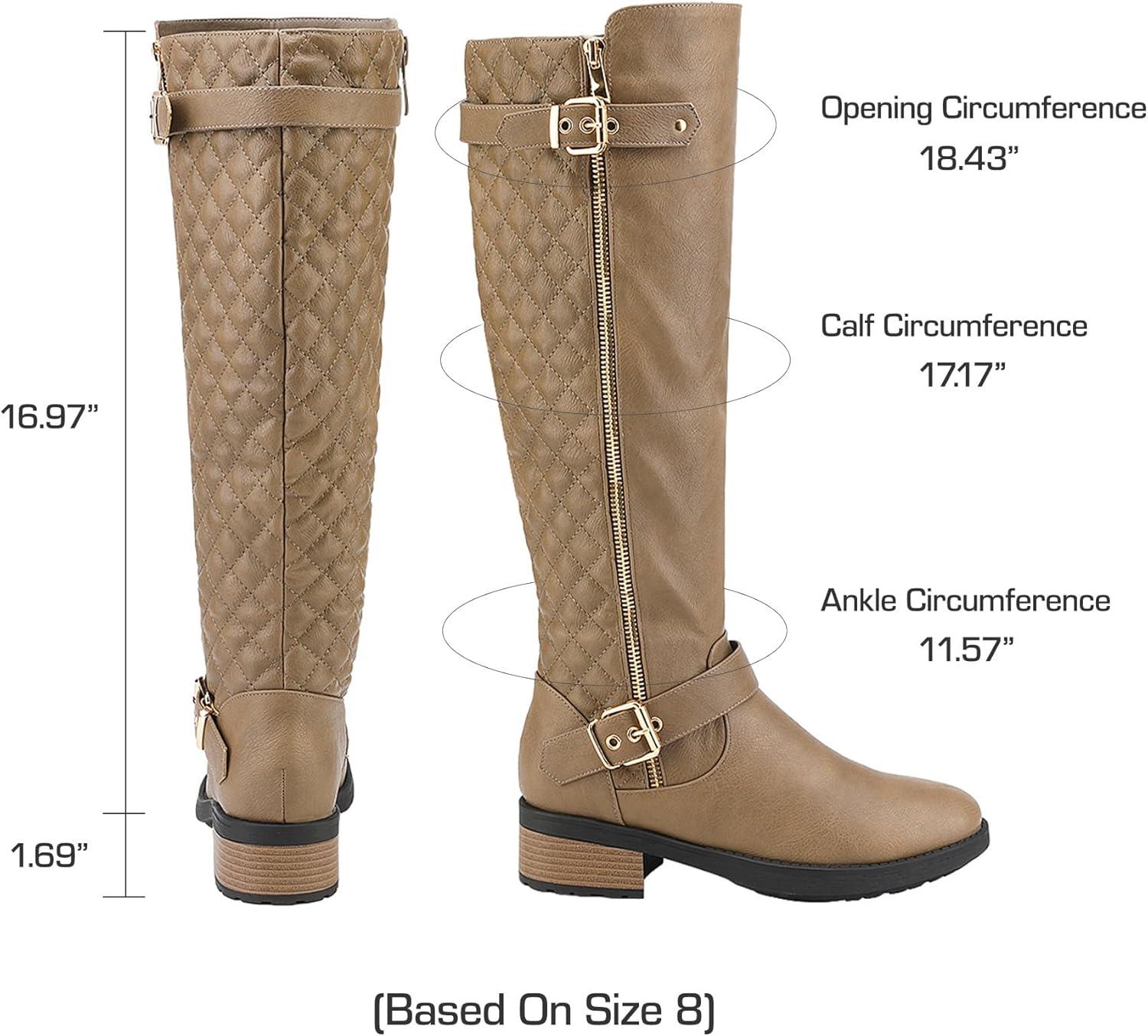 imageDREAM PAIRS Womens Knee High Boots Wide Calf Low Heel Riding Boots Fall Tall Boots for WomenKhaki