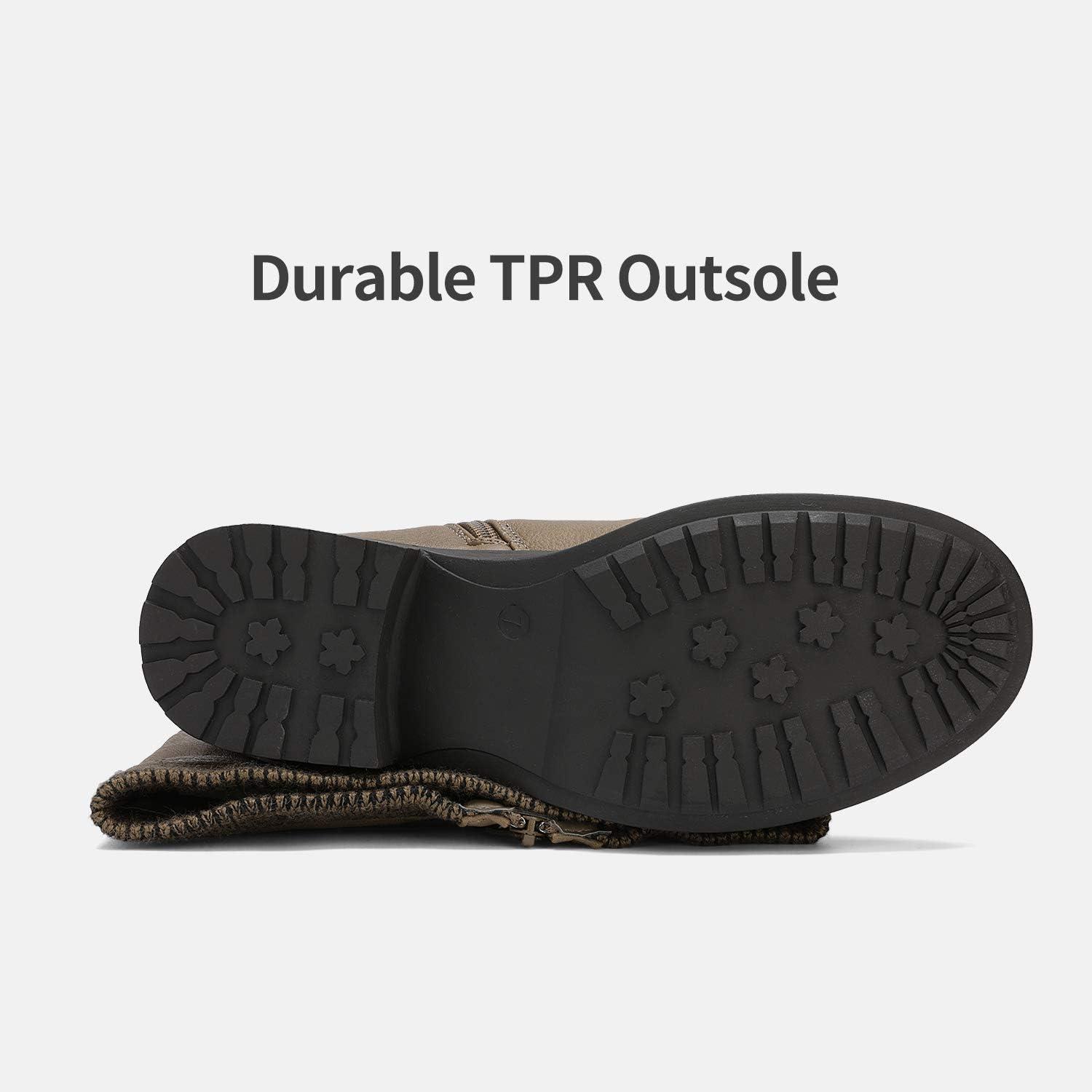 imageDREAM PAIRS Womens Knee High Boots Wide Calf Low Heel Riding Boots Fall Tall Boots for WomenKhakiwidet