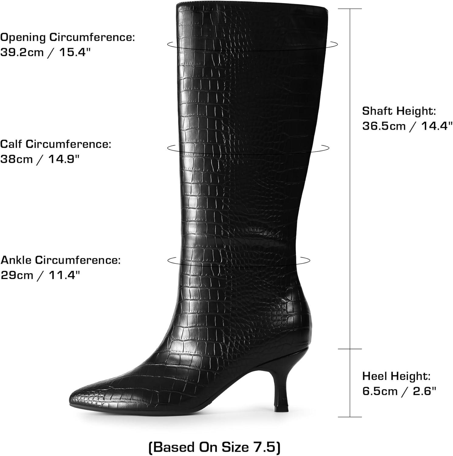 imageDREAM PAIRS Womens Knee High Kitten Heel Boots Sexy Pointed Toe Fashion Long Tall BootsBlackcroco