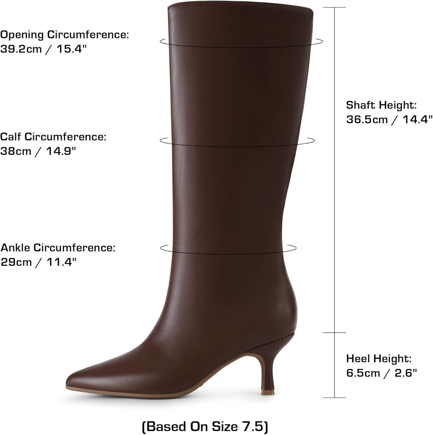 imageDREAM PAIRS Womens Knee High Kitten Heel Boots Sexy Pointed Toe Fashion Long Tall BootsBrownpu