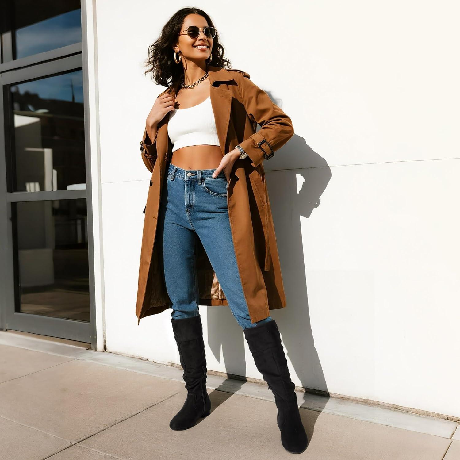 imageDREAM PAIRS Womens Knee High Pull On Fall Weather Winter BootsBlack