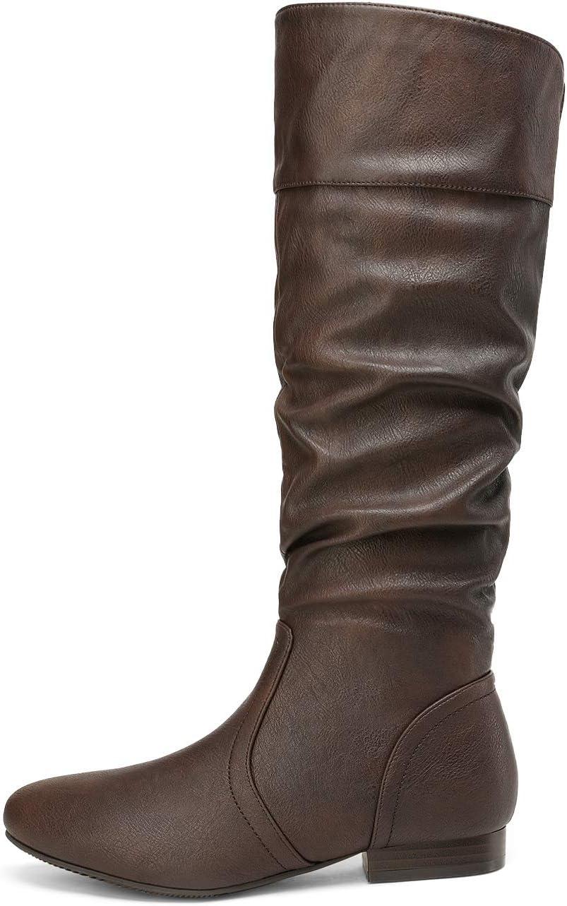 imageDREAM PAIRS Womens Knee High Pull On Fall Weather Winter BootsBrown