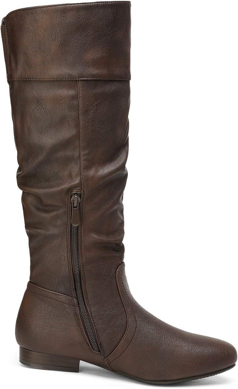 imageDREAM PAIRS Womens Knee High Pull On Fall Weather Winter BootsBrown