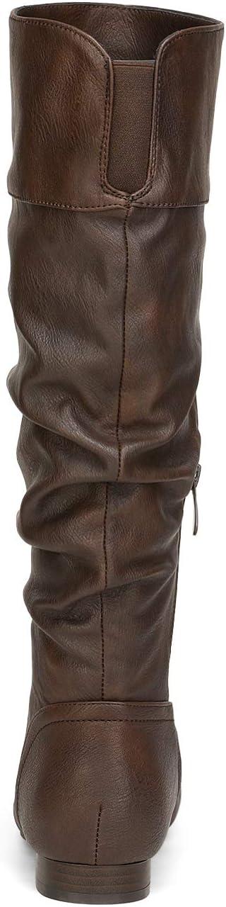 imageDREAM PAIRS Womens Knee High Pull On Fall Weather Winter BootsBrown