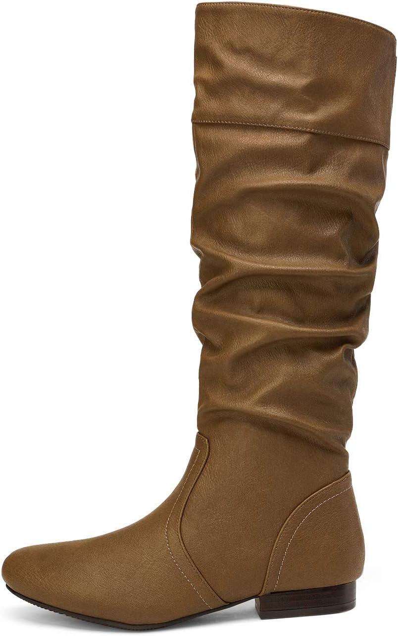 imageDREAM PAIRS Womens Knee High Pull On Fall Weather Winter BootsCamel