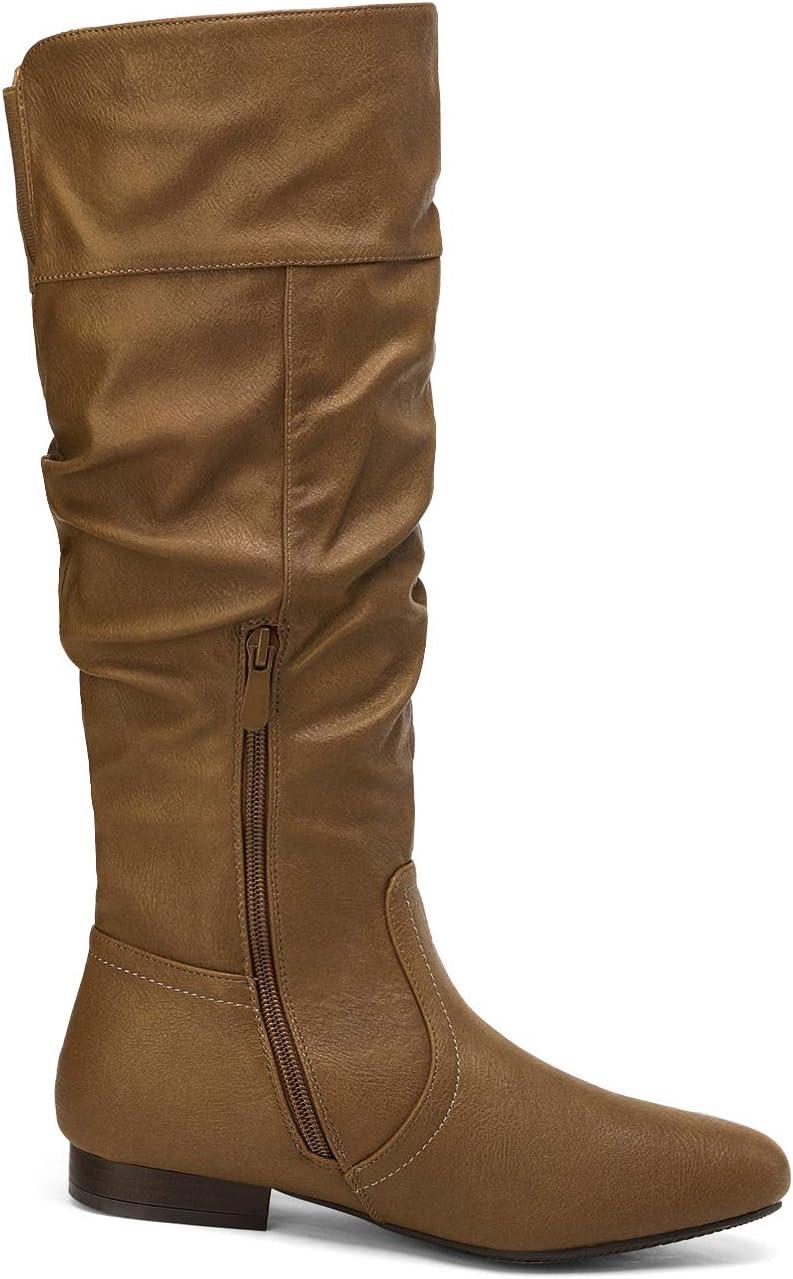 imageDREAM PAIRS Womens Knee High Pull On Fall Weather Winter BootsCamel