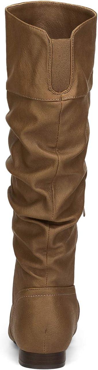 imageDREAM PAIRS Womens Knee High Pull On Fall Weather Winter BootsCamel