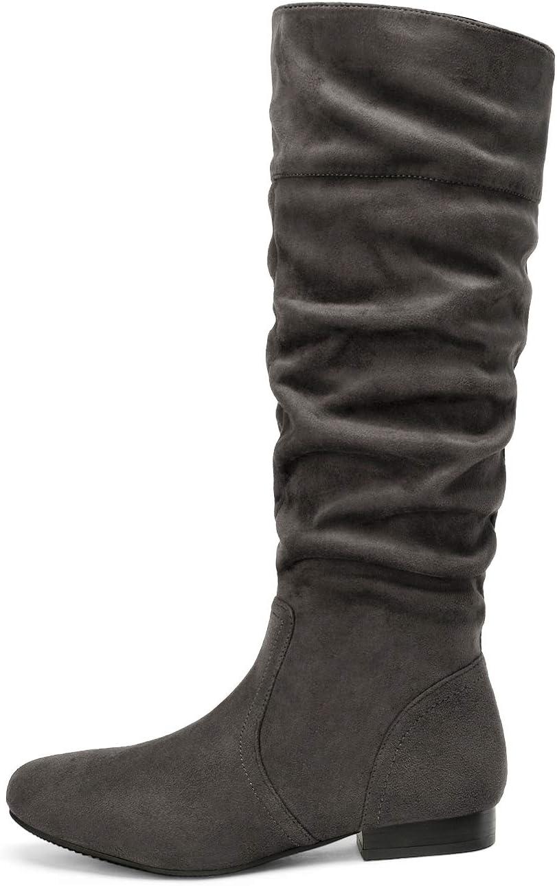imageDREAM PAIRS Womens Knee High Pull On Fall Weather Winter BootsGrey