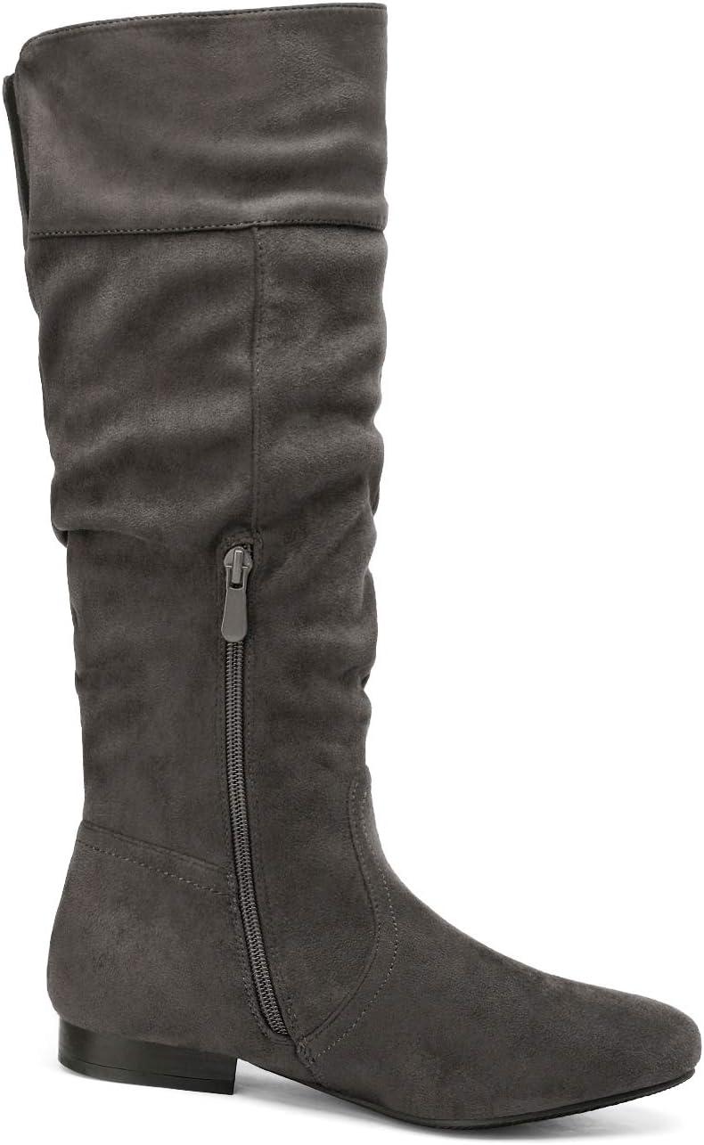 imageDREAM PAIRS Womens Knee High Pull On Fall Weather Winter BootsGrey