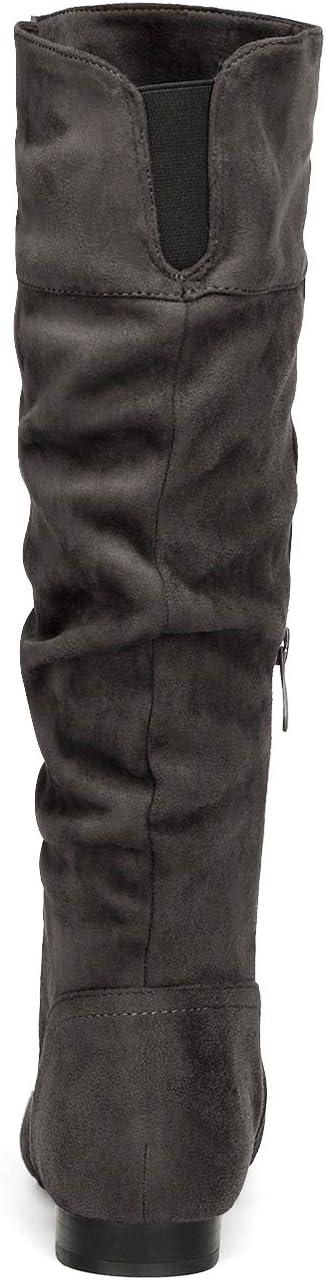 imageDREAM PAIRS Womens Knee High Pull On Fall Weather Winter BootsGrey