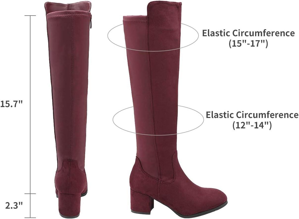 imageDREAM PAIRS Womens Knee High Stretchy Fashion BootsBurgundy