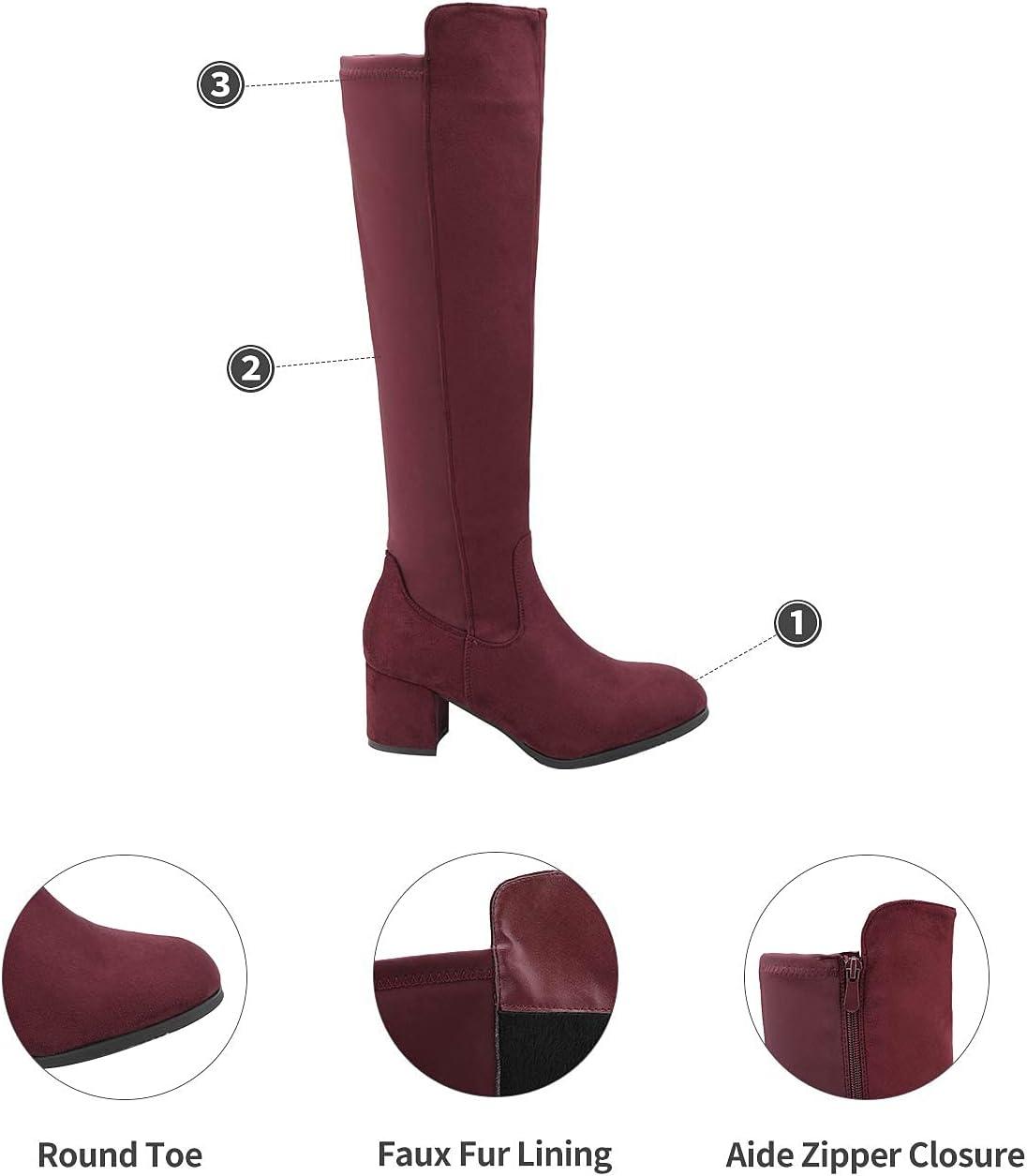 imageDREAM PAIRS Womens Knee High Stretchy Fashion BootsBurgundy