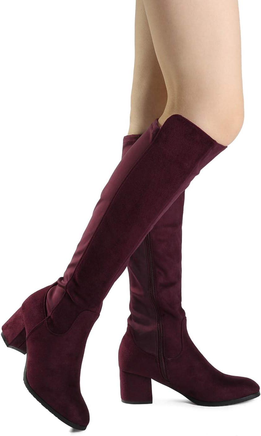 imageDREAM PAIRS Womens Knee High Stretchy Fashion BootsBurgundy