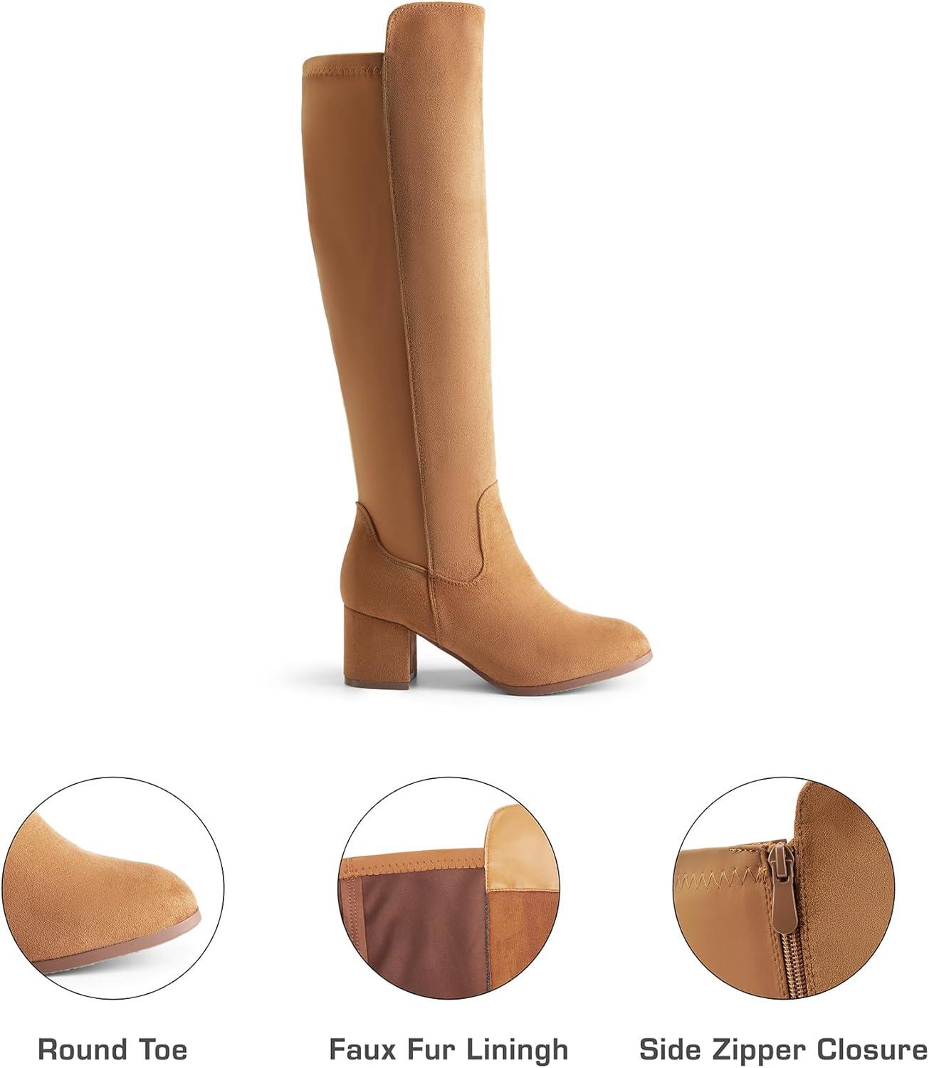 imageDREAM PAIRS Womens Knee High Stretchy Fashion BootsTansuede