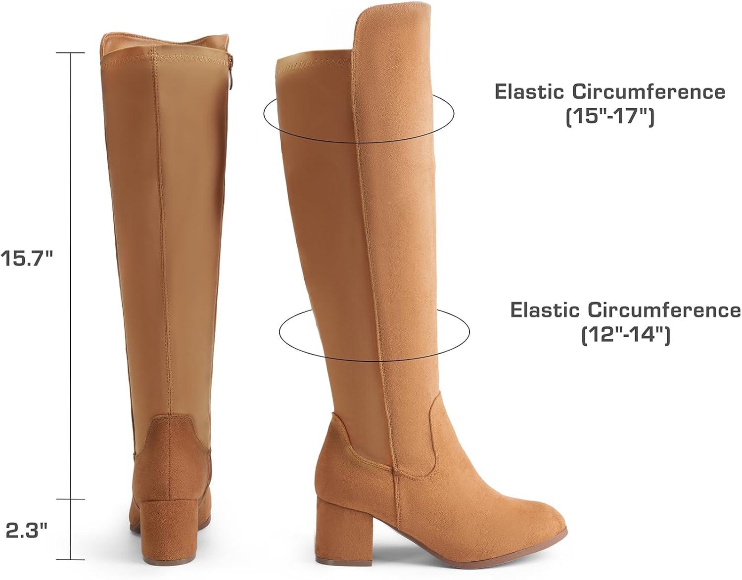 imageDREAM PAIRS Womens Knee High Stretchy Fashion BootsTansuede