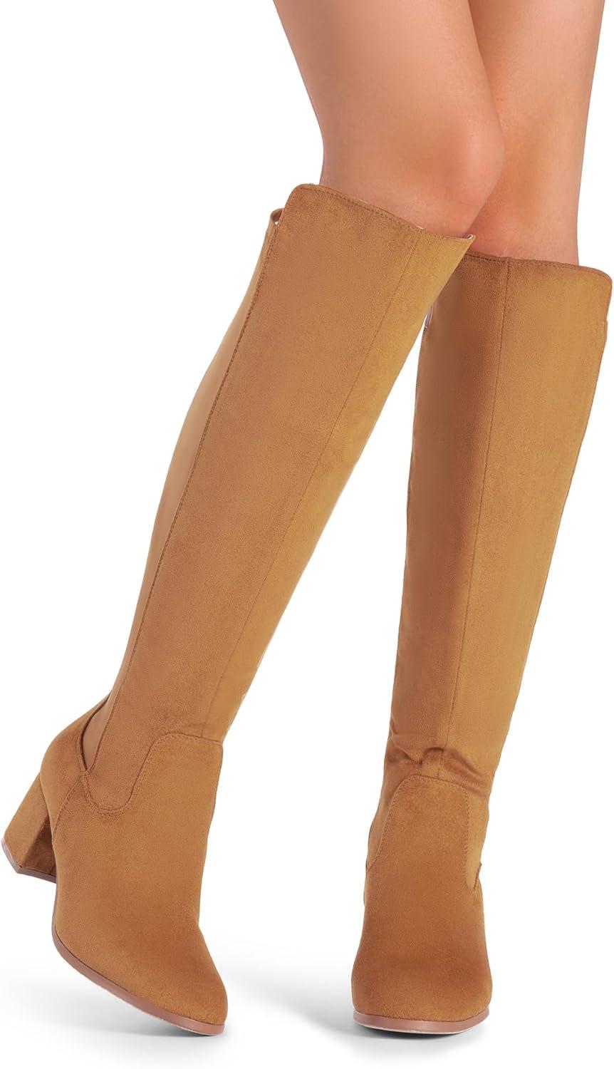 imageDREAM PAIRS Womens Knee High Stretchy Fashion BootsTansuede