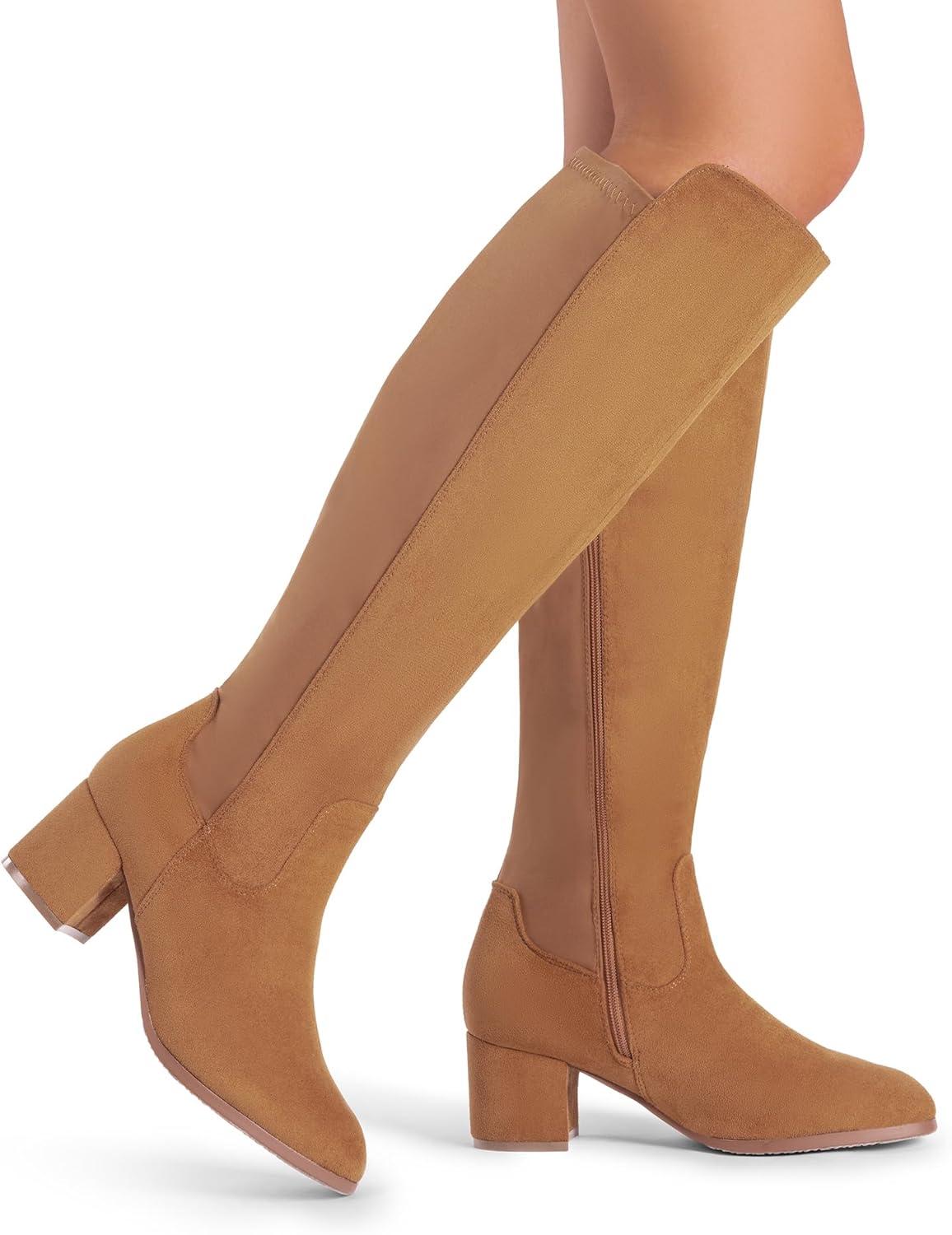 imageDREAM PAIRS Womens Knee High Stretchy Fashion BootsTansuede