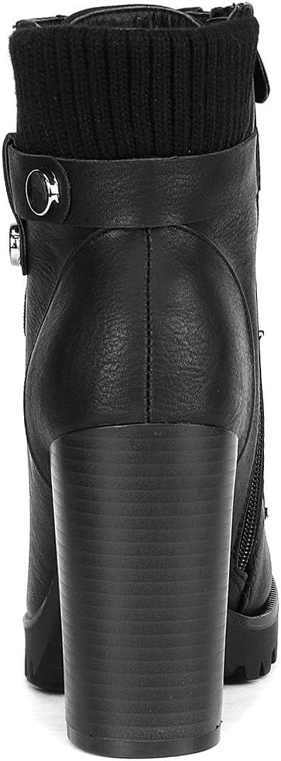 imageDREAM PAIRS Womens Lace up Combat Ankle Boots High Chunky Heel Fashion Heeled Booties ShoesBlack