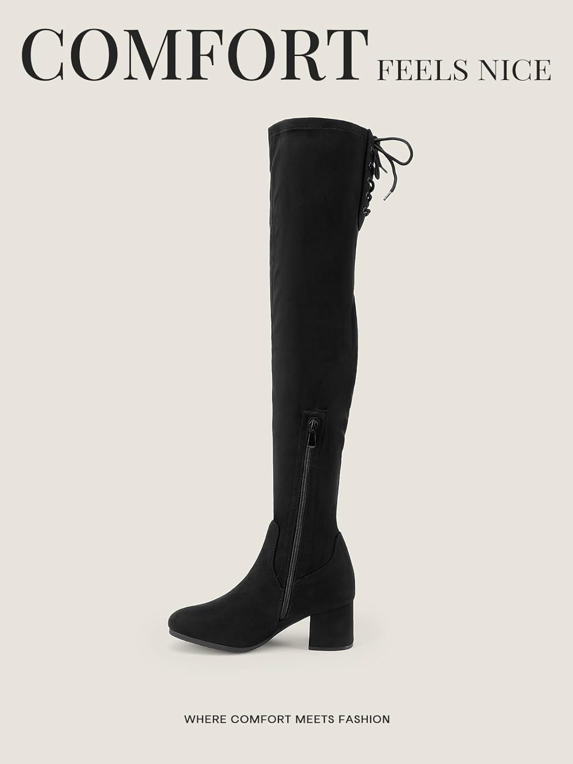 imageDREAM PAIRS Womens Laurence Over The Knee Thigh High Chunky Heel Boots Long Stretch Sexy Fall BootsBlack