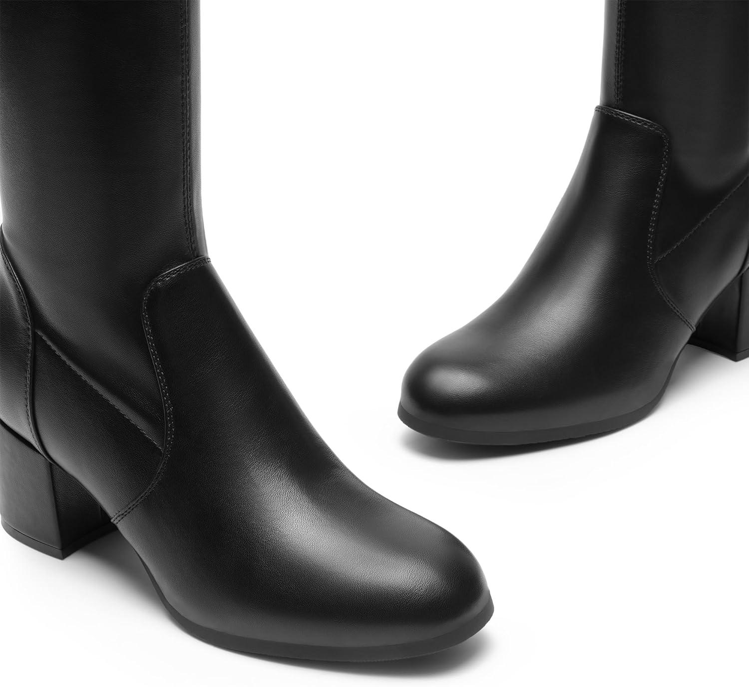 imageDREAM PAIRS Womens Laurence Over The Knee Thigh High Chunky Heel Boots Long Stretch Sexy Fall BootsBlackpu