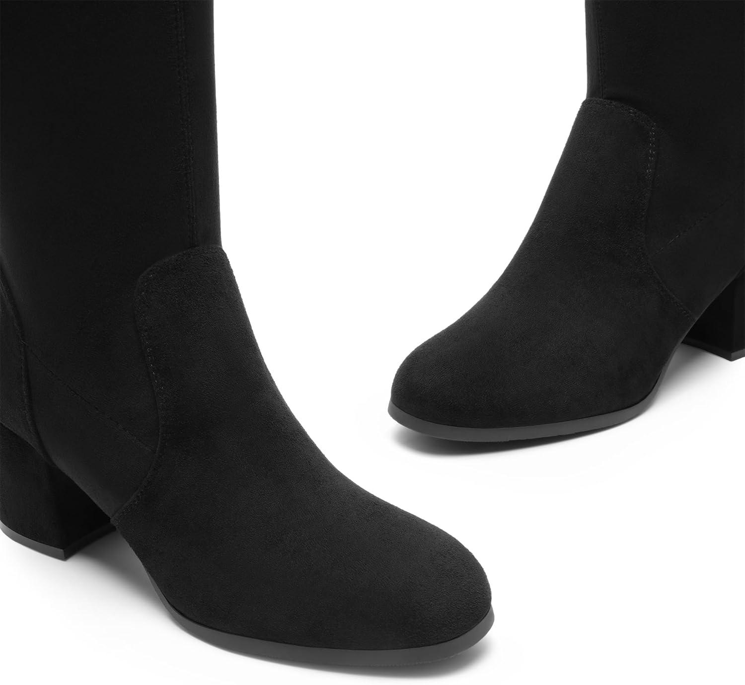 imageDREAM PAIRS Womens Laurence Over The Knee Thigh High Chunky Heel Boots Long Stretch Sexy Fall BootsBlacksuede