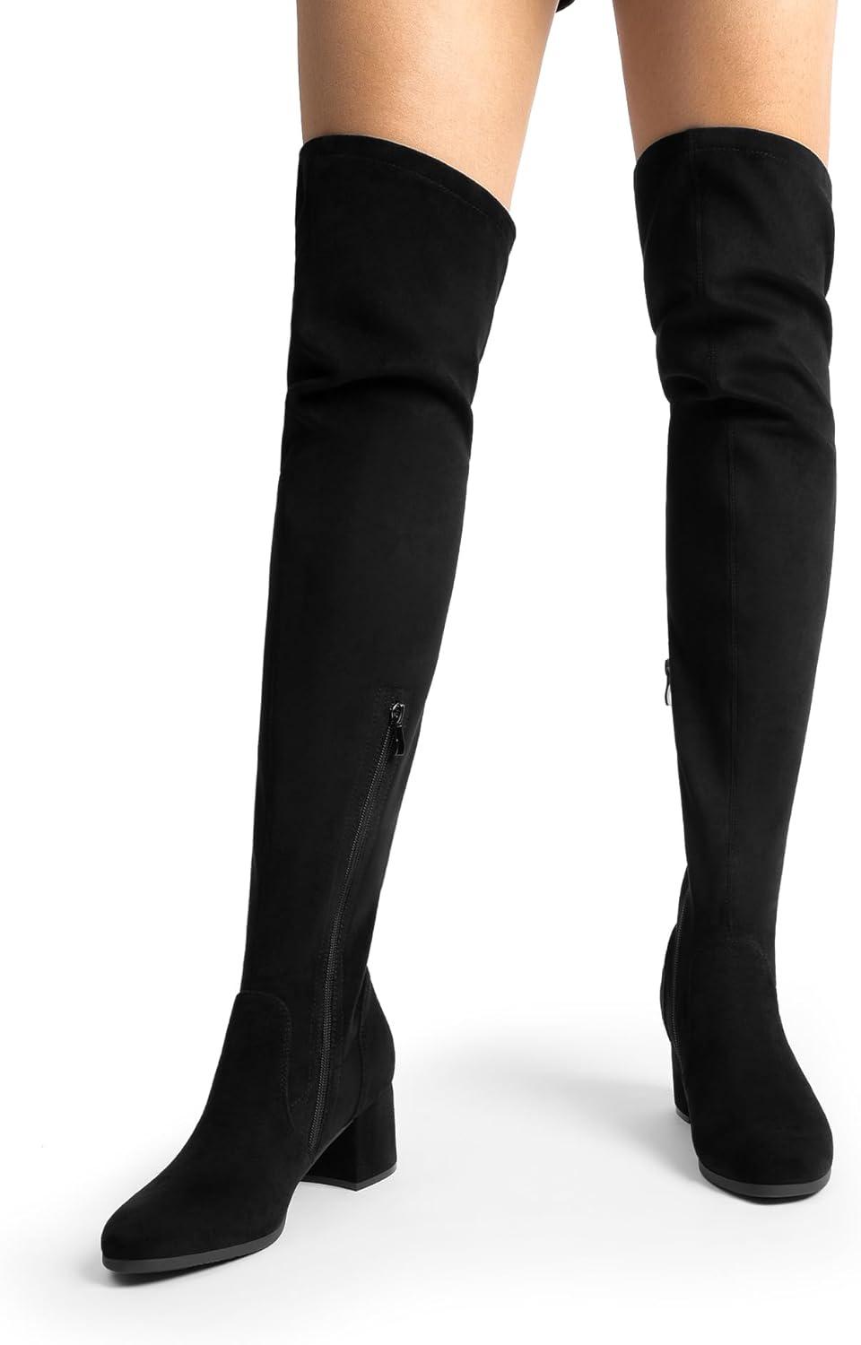 imageDREAM PAIRS Womens Laurence Over The Knee Thigh High Chunky Heel Boots Long Stretch Sexy Fall BootsBlacksuede