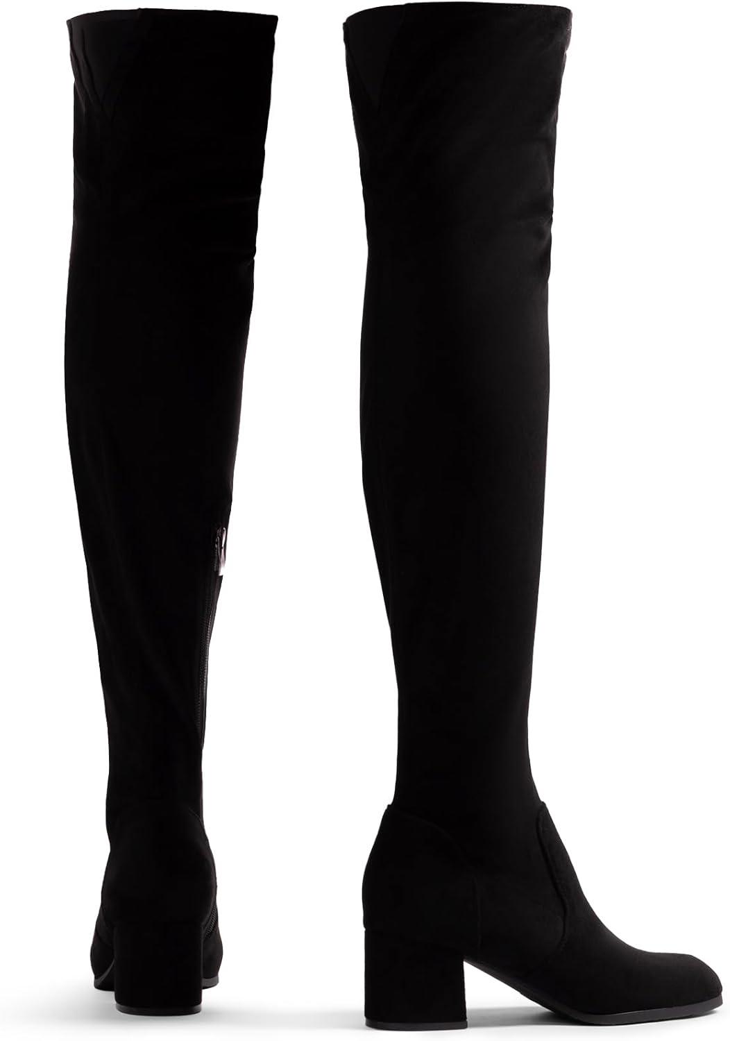 imageDREAM PAIRS Womens Laurence Over The Knee Thigh High Chunky Heel Boots Long Stretch Sexy Fall BootsBlacksuede