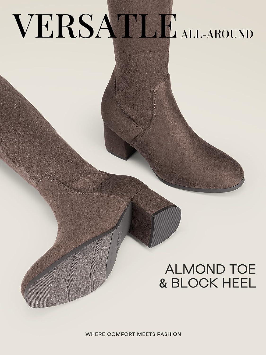 imageDREAM PAIRS Womens Laurence Over The Knee Thigh High Chunky Heel Boots Long Stretch Sexy Fall BootsKhaki