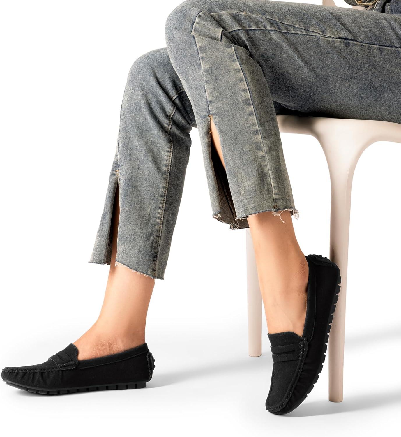 imageDREAM PAIRS Womens Loafers Penny Loafer Slip on Casual Dressy Comfortable Business Work Office Moccasins Driving Loafer ShoesBlacksuede