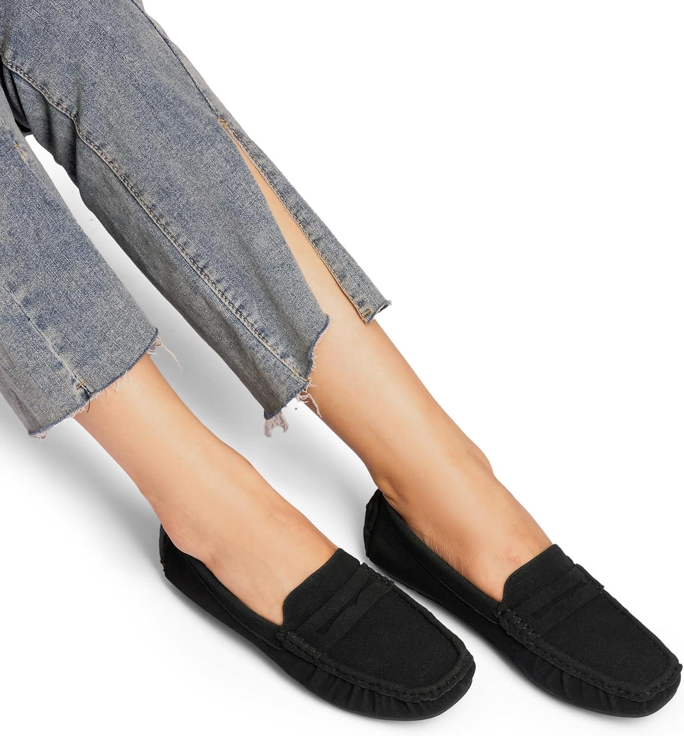 imageDREAM PAIRS Womens Loafers Penny Loafer Slip on Casual Dressy Comfortable Business Work Office Moccasins Driving Loafer ShoesBlacksuede