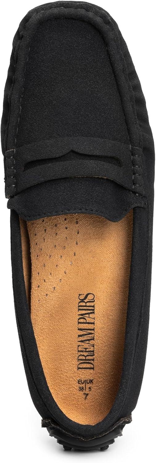 imageDREAM PAIRS Womens Loafers Penny Loafer Slip on Casual Dressy Comfortable Business Work Office Moccasins Driving Loafer ShoesBlacksuede
