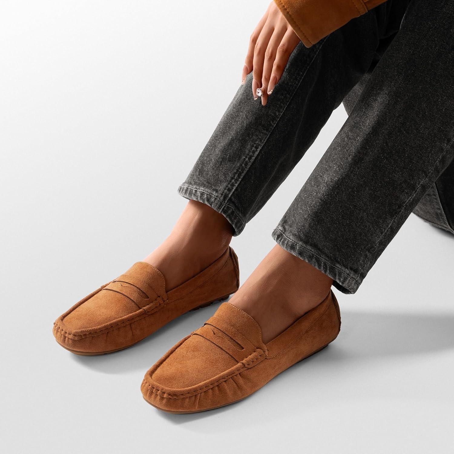 imageDREAM PAIRS Womens Loafers Penny Loafer Slip on Casual Dressy Comfortable Business Work Office Moccasins Driving Loafer ShoesBrown