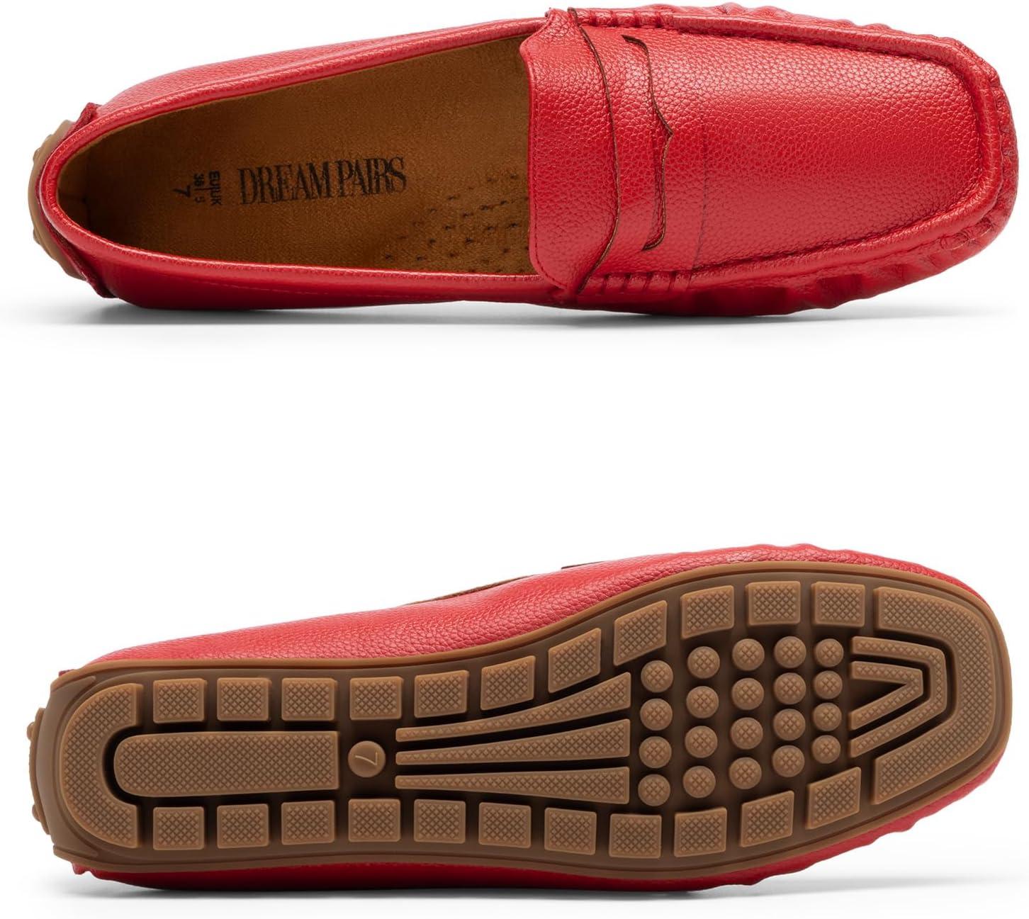 imageDREAM PAIRS Womens Loafers Penny Loafer Slip on Casual Dressy Comfortable Business Work Office Moccasins Driving Loafer ShoesRed