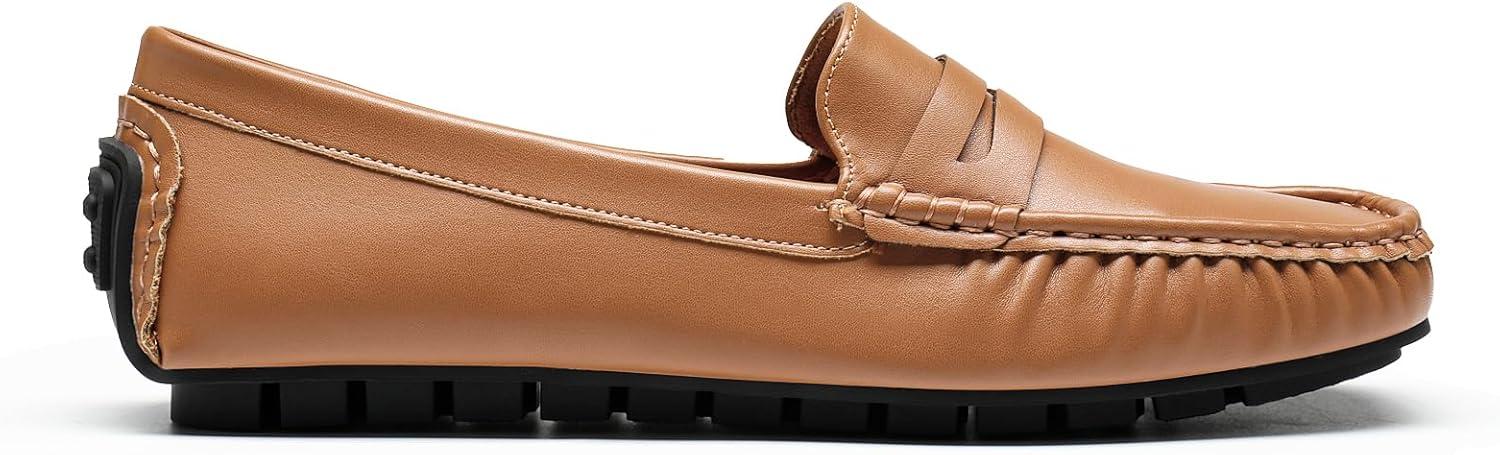 imageDREAM PAIRS Womens Loafers Penny Loafer Slip on Casual Dressy Comfortable Business Work Office Moccasins Driving Loafer ShoesTan