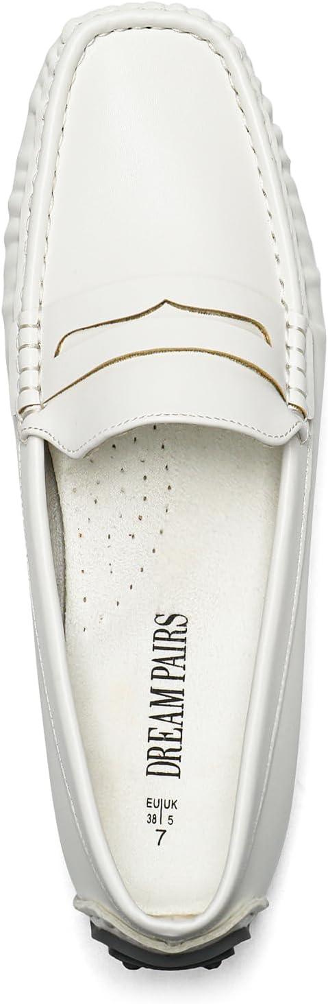 imageDREAM PAIRS Womens Loafers Penny Loafer Slip on Casual Dressy Comfortable Business Work Office Moccasins Driving Loafer ShoesWhite