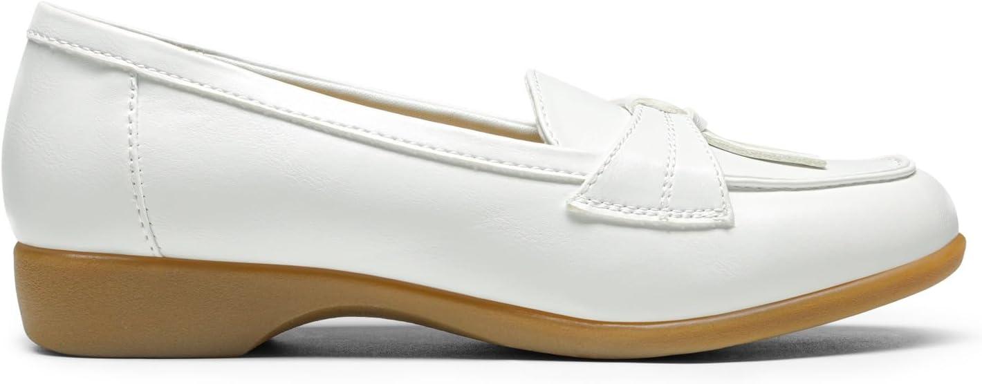 imageDREAM PAIRS Womens Loafers Slip On Comfortable Dressy Casual Business Work Office Arch Support Loafer Shoes with Tassel DecorationWhite