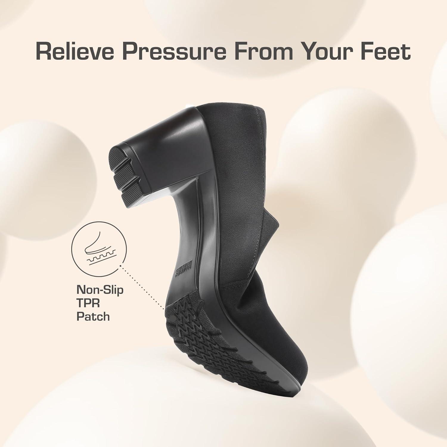 imageDREAM PAIRS Womens Low Chunky Block Heels Pumps Comfortable Slipon Heeled Loafers Dress Work Shoes for Office Business LOLABlackSuede