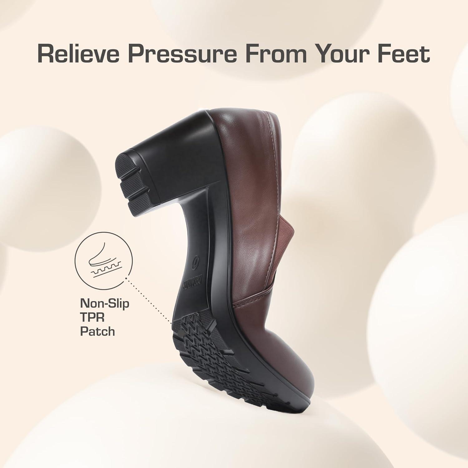 imageDREAM PAIRS Womens Low Chunky Block Heels Pumps Comfortable Slipon Heeled Loafers Dress Work Shoes for Office Business LOLADark Brown