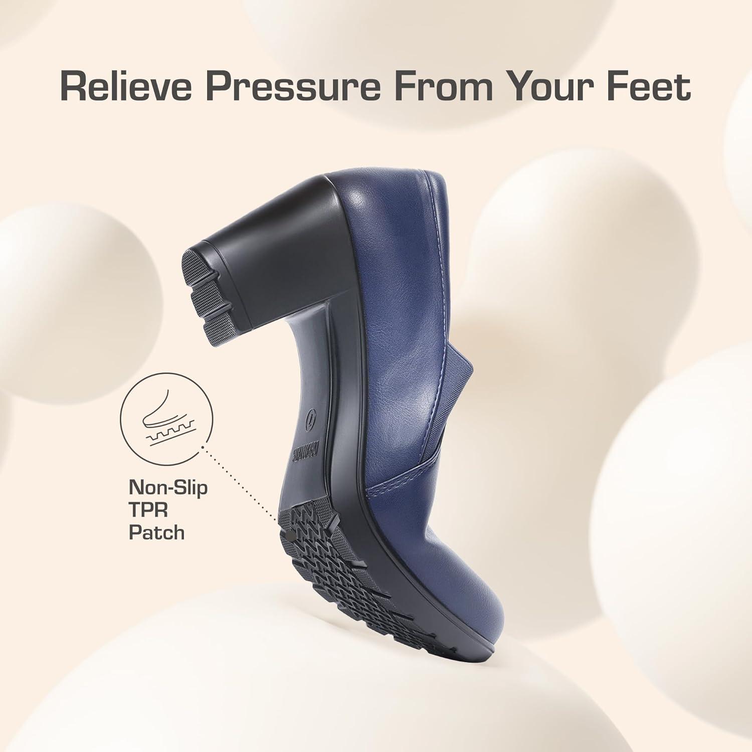 imageDREAM PAIRS Womens Low Chunky Block Heels Pumps Comfortable Slipon Heeled Loafers Dress Work Shoes for Office Business LOLANavy