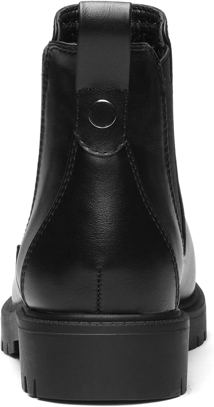 imageDREAM PAIRS Womens Low Heel Chelsea Ankle Boots Fashion Slip On Elastic Fall Booties ShoesBlackPu