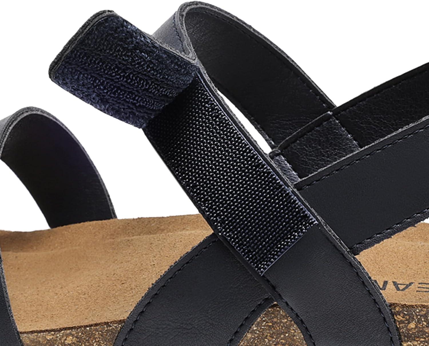 imageDREAM PAIRS Womens Low Heel Wedge Sandals RoundToe Comfortable Casual Flatform Dress Shoes with Arch SupportNavy