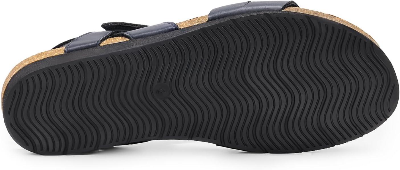 imageDREAM PAIRS Womens Low Heel Wedge Sandals RoundToe Comfortable Casual Flatform Dress Shoes with Arch SupportNavy