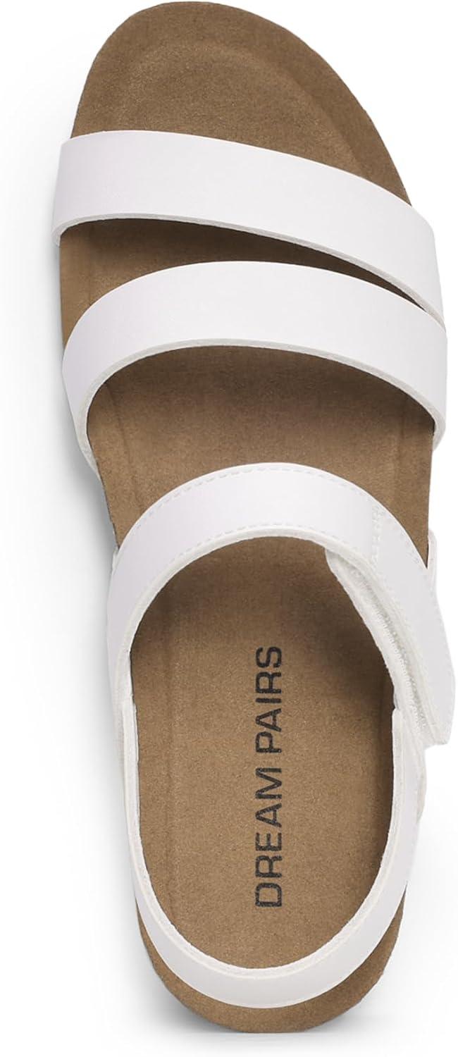 imageDREAM PAIRS Womens Low Heel Wedge Sandals RoundToe Comfortable Casual Flatform Dress Shoes with Arch SupportWhite