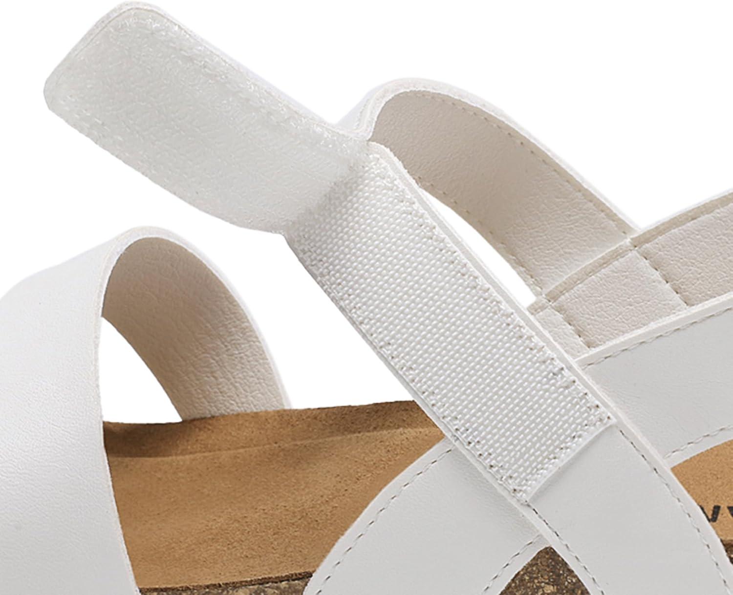 imageDREAM PAIRS Womens Low Heel Wedge Sandals RoundToe Comfortable Casual Flatform Dress Shoes with Arch SupportWhite