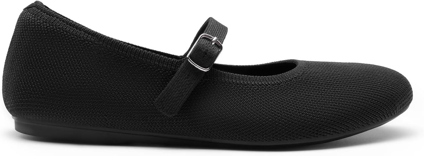 imageDREAM PAIRS Womens Mary Jane Ballet Flat Shoes Dressy Foldable Knit Flats with Arch Support Comfortable for Casual Work OfficeBlack