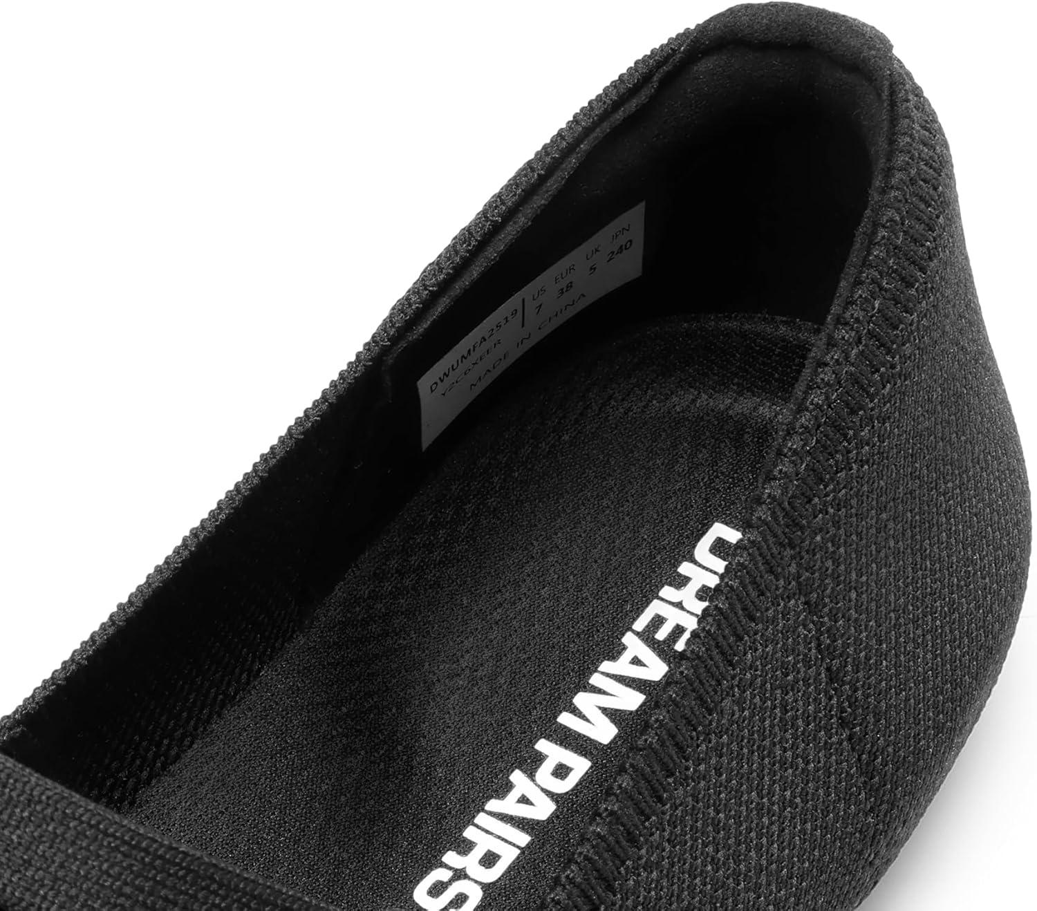 imageDREAM PAIRS Womens Mary Jane Ballet Flat Shoes Dressy Foldable Knit Flats with Arch Support Comfortable for Casual Work OfficeBlack