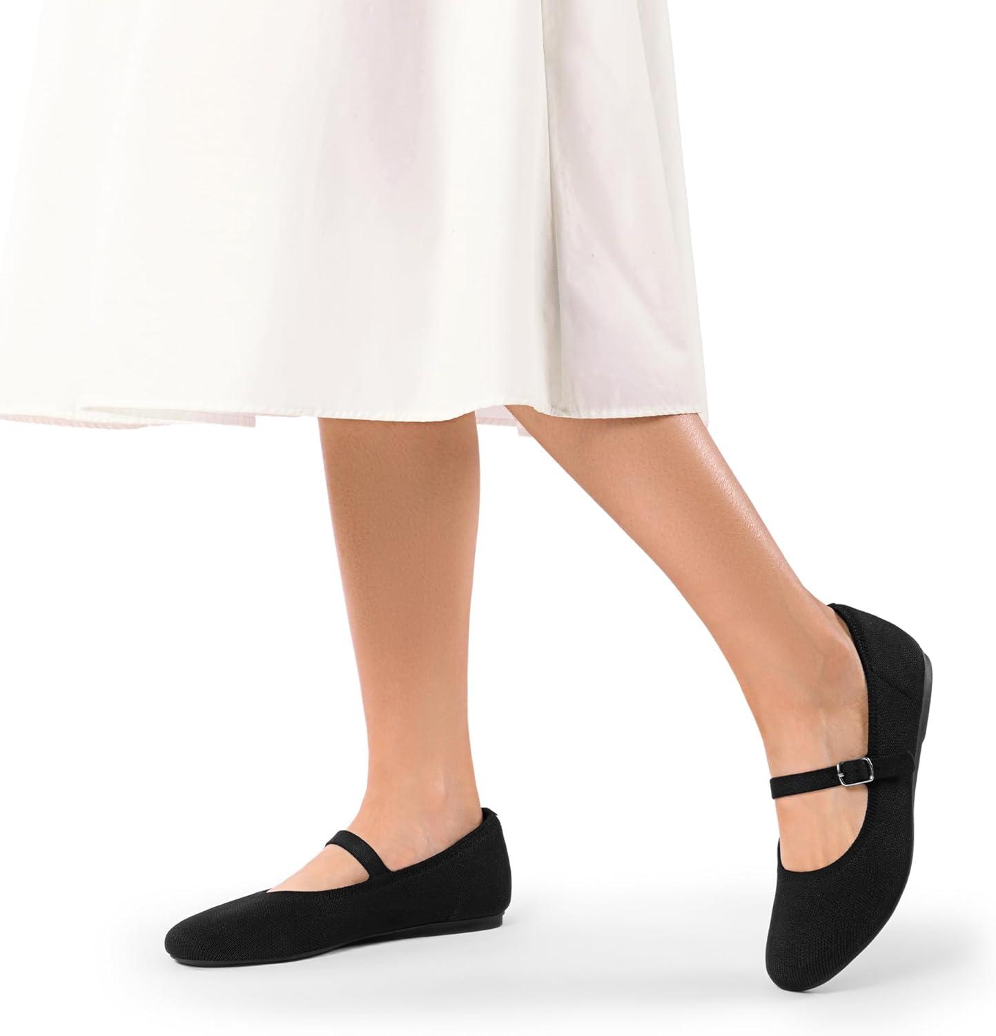 imageDREAM PAIRS Womens Mary Jane Ballet Flat Shoes Dressy Foldable Knit Flats with Arch Support Comfortable for Casual Work OfficeBlack