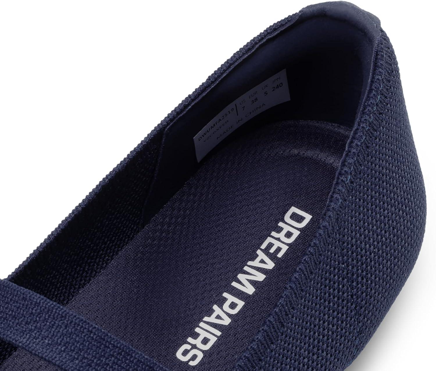 imageDREAM PAIRS Womens Mary Jane Ballet Flat Shoes Dressy Foldable Knit Flats with Arch Support Comfortable for Casual Work OfficeNavy