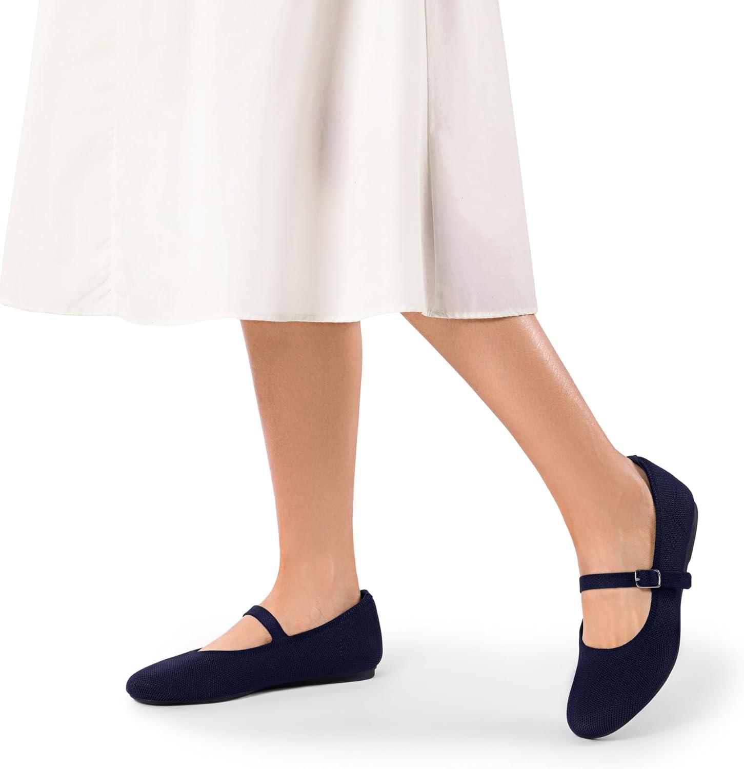 imageDREAM PAIRS Womens Mary Jane Ballet Flat Shoes Dressy Foldable Knit Flats with Arch Support Comfortable for Casual Work OfficeNavy
