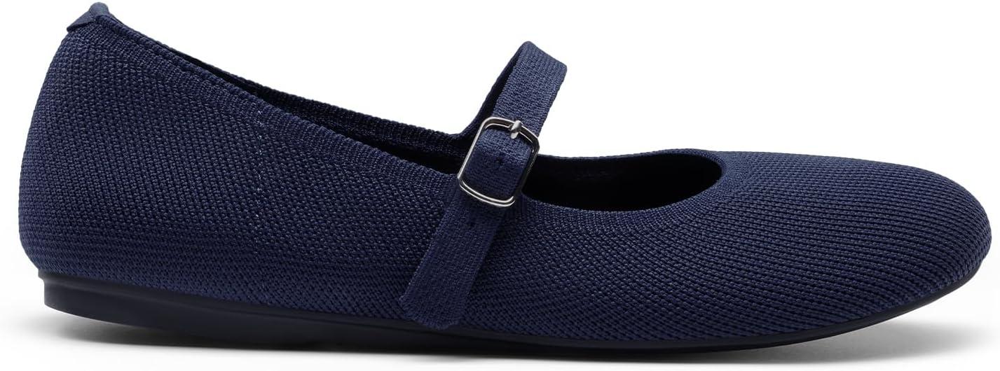 imageDREAM PAIRS Womens Mary Jane Ballet Flat Shoes Dressy Foldable Knit Flats with Arch Support Comfortable for Casual Work OfficeNavy
